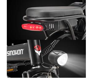Vélo électrique SINOHON M3, modèle City Commuting, moteur 500W, batterie lithium 36V 10,4Ah, vélo électrique pliable avec pneus de 14 pouces. noir