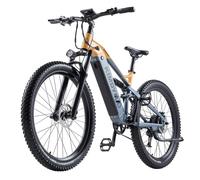 Vélo électrique tout suspendu KIMDYMA K01 27,5'', moteur de pointe 1000W, batterie 20AH, 9 vitesses, frein hydraulique, jaune Jaune