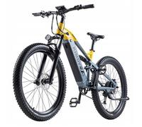 Vélo électrique tout suspendu KIMDYMA K01 27,5 pouces, moteur 1000W, batterie 20AH, freins hydrauliques, 9 vitesses, jaune