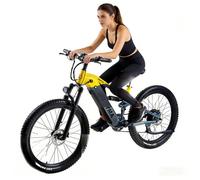 Vélo électrique tout suspendu KIMDYMA K01 27,5 pouces, moteur 1000W, batterie 20AH, freins hydrauliques, 9 vitesses, jaune