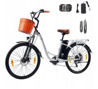 Vélo électrique TTGO, Moteur 350W - Batterie 36V14.5AH - 25KM/H - Pneu 26* 1,75 - Autonomie 70KM - Déplacements urbains - Blanc