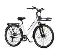 Vélo électrique urbain E·Bycco V1 avec batterie 36 V 15,6 Ah, Shimano 7 vitesses - Blanc