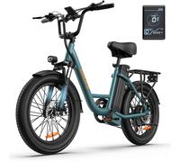 Vélo électrique URLIFE E20 250W haute puissance, pneus larges de 20 pouces, batterie 48V 13Ah, vitesse rapide de 25 km/h, 7 vitesses, frein à disque double, vélo de banlieue tout-terrain noir