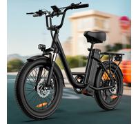 Vélo électrique URLIFE E20 Peak 1000W, batterie amovible 48V 13Ah, vitesse maximale 45 km/h, pneus larges 20''x3'', 7 vitesses, freins à disque doubles, vélo électrique de banlieue. Black