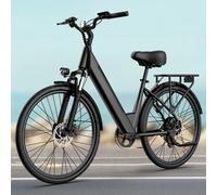 Vélo électrique URLIFE E26 250W, pneus 36V 13Ah 26x2'', écran LCD amovible, vitesse 7 vitesses, freins à disque hydrauliques pour adultes, vélo de banlieue noir