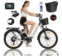 Vélo Electrique Ville TTGO C2 PRO - 250W, Batterie 36V18Ah, Autonomie 120km, 7 Vitesses Shimano, Freins Disque,Argent26""