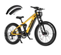 Vélo Électrique VITILAN T7 Pro - VTT électrique 26x4.0 pouces - Moteur 1000W - 52V 20Ah - 90 km - Double suspension - VTC，Jaune