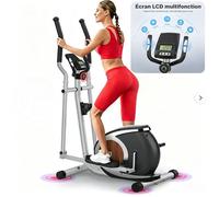 Vélo Elliptique d'Appartement Fogwake-Écran LCD- 16 Niveaux de Résistance- Jusqu'à 120 kg -Bluetooth APP - 98 x 54 x 160 cm -Argenté