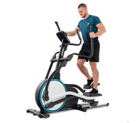 Hop-Sport Vélo elliptique d’appartement HS-250CF Jucon jusqu'à 150 kg + tapis - Machine Elliptique électromagnétique pliable 32 Niveaux de Résistance, Poids d’inertie de 24 kg, Porte Tablette, Compteur Écran, Port USB, Bluetooth Noir