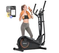 Vélo elliptique magnétique MERACH, 16 niveaux, foulée 42 cm, 150 kg max, écran LCD, capteur cardio, support tablette & gourde
