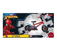 Vélo enfant 10'' Spiderman avec 1 frein plaque avant décorative bidon arrière stabilisateurs & pneus increuvables