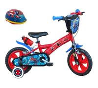 Vélo enfant 12'' garçon Spiderman Pour enfant < 90 cm - équipé de 2 freins, 2 stabilisateurs et plaque avant décorative + Casque !