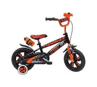 Vélo enfant 12'' garçon STREET ART pour enfant < 90 cm - équipé de 1 frein, 2 stabilisateurs amovibles et guidon BMX avec mousse ! Noir & Orange