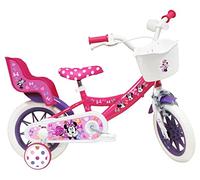 Vélo Enfant 12' Minnie de Disney équipé de 1 Frein, Panier Avant, Porte poupée arrière, Garde BOU, Rose
