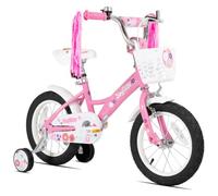 Vélo Enfant 12 Pouces Joystar Little Violet Pour Filles De 2 À 4 Ans, Bicyclette Avec Rubans, Panier, Frein À Rétropédalage Et Selle Réglable - Rose