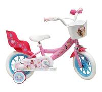 Vélo enfant 12'' PRINCESS / DISNEY Pour enfant < 90 cm équipé de 1 Frein, panier avant, porte poupée et stabilisateurs amovibles