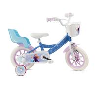 Vélo enfant - Modèle 12'' Reine des Neiges de pour fille de taille 85 à 100 cm équipé de 1 frein, porte poupée, panier avant, garde boues,