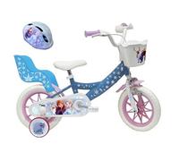 Vélo Enfant 12'' REINE DES NEIGES ( taille < 90/95 cm ) équipé de 1 frein avec stabilisateurs à molettes + Casque Inclus !! Rose/Blance G