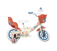 Vélo enfant 12'' STITCH / DISNEY (Taille de l'enfant < 95 cm) équipé de 1 frein, panier avant, porte poupée et stabilisateurs
