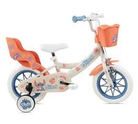 Vélo Enfant 12' Stitch équipé de 1 Frein, Panier Avant, Porte poupée arrière, Garde boues, Carter et stabilisateurs Amovibles