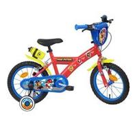 Vélo enfant 14'' Garçon Pat' Patrouille pour enfant de 90 cm à 105 cm -2 freins avec stabilisateurs amovibles Rouge, Bleu & Jaune