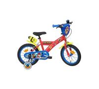 Vélo enfant 14'' Garçon Pat' Patrouille pour enfant de 90 cm à 105 cm -2 freins avec stabilisateurs amovibles Rouge, Bleu & Jaune