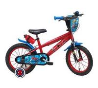 Vélo enfant 14'' Garçon SPIDERMAN pour enfant 90 cm à 105 cm équipé de 2 freins, plaque avant, bidon arrière & stabilisateurs Rouge, Bleu & Noir