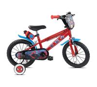 Vélo enfant 14'' SPIDERMAN (90 à 105cm) avec 2 freins, plaque avant décorative , bidon arrière, stabilisateurs & pneus gonflables.