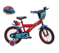 Vélo enfant 14'' SPIDERMAN équipé de 2 freins, bidon-porte bidon, pneus gonflables, plaque avant, stabilisateurs et Casque Inclus !