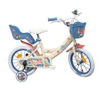 Vélo enfant 14'' STITCH / DISNEY (Taille de l'enfant 90 cm à 105 cm) équipé de 2 freins, panier, porte poupée et stabilisateurs.