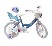 Vélo enfant 16'' Fille LA REINE DES NEIGES FROZEN pour enfant ≤ 120 cm avec stabilisateurs à molettes avec Casque Inclus Bleu & Blanc G