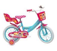 Vélo enfant 16 Fille PRINCESSE DES SABLES / EDEN BIKES pour enfant ≤ 120 cm avec stabilisateurs à molettes Bleu Clair & Rose