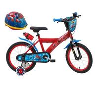 Vélo Enfant 16'' Garçon SPIDERMAN pour enfant ≤ 120 cm avec stabilisateurs à molettes avec Casque ! Rouge, Bleu & Noir G