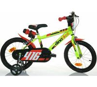 Dino Bikes Vélo 16 MTB 416 Jaune fluo pour enfant avec roues et bouclier