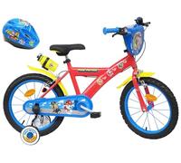 Vélo Enfant 16" Pat Patrouille équipé de 2 Freins, Bidon/Porte Bidon Garde Boues, Plaque Avant, stabilisateurs Amovibles + Casque Pat Patrouille Inclus !