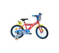 Vélo enfant 16'' Pat' Patrouille (Taille 105 cm à 120 cm) - 2 freins avec stabilisateurs à molettes Rouge, Bleu & Jaune G