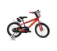 Vélo Enfant - 16 Pouces - 5 à 7 ans - Cars - Roulettes stabilisatrices - Rouge