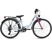 DACAPO Vélo Ville Enfant 24" Cindy TC 32cm 7 Vitesses Rose, Bleu ou Blanc avec éclairage (Bleu)