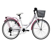 Vélo de ville / VTC enfant 24'' CITY Fille équipé de 6 vitesses via dérailleur Shimano et équipement City complet