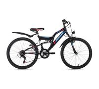 Vélo enfant 24'' - KS CYCLING - Zodiac - Unisexe - 18 Vitesses - Phare AV et AR - Noir-Rouge