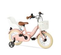 Vélo enfant - DERYAN - Zoey 12 pouces - Rose - Roues stabilisatrices - Selle réglable - Panier intégré