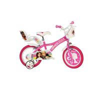 Vélo enfant DINO BIKES SPA Barbie 14 pouces 4-6 ans Rose, freins avant et arrière, roues 14P, roues d'aide, panier