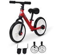 Vélo Enfant Draisienne 2 En 1 Roulettes Et Pédales Amovibles Roues 11" Hauteur Selle Réglable Acier Rouge