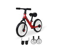 Vélo enfant draisienne 2 en 1 roulettes et pédales amovibles roues 12 hauteur selle réglable acier rouge