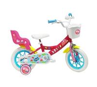 Peppa Pig - Vélo enfant 12'' - 1 frein, panier, porte-poupée, stabilisateurs amovibles - Rose