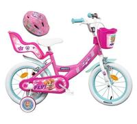 Vélo enfant Fille 14'' Stella / Pat' Patrouille ( Taille de 90cm à 105cm ) avec 2 freins, porte poupée, panier avant + CASQUE