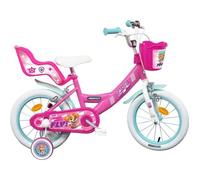 Vélo enfant Fille 16'' Stella Pat' Patrouille pour enfant de taille de 100cm à 120cm - 2 freins avec stabilisateurs à molettes Rose, Blanc & Bleu clair