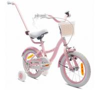 Vélo Enfant - Flower Bike - Roues 14"" - 3 à 5 ans - panier - cloche - garde-boue - Rose