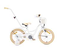 Vélo Enfant - Flower Bike - Roues 16"" - 4 à 6 ans - panier - cloche - garde-boue - Beige et Blanc