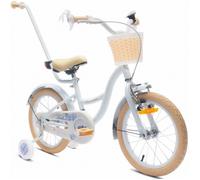 Vélo Enfant - Flower Bike - Roues 16"" - 4 à 6 ans - panier - cloche - garde-boue - Blanc et Bleu